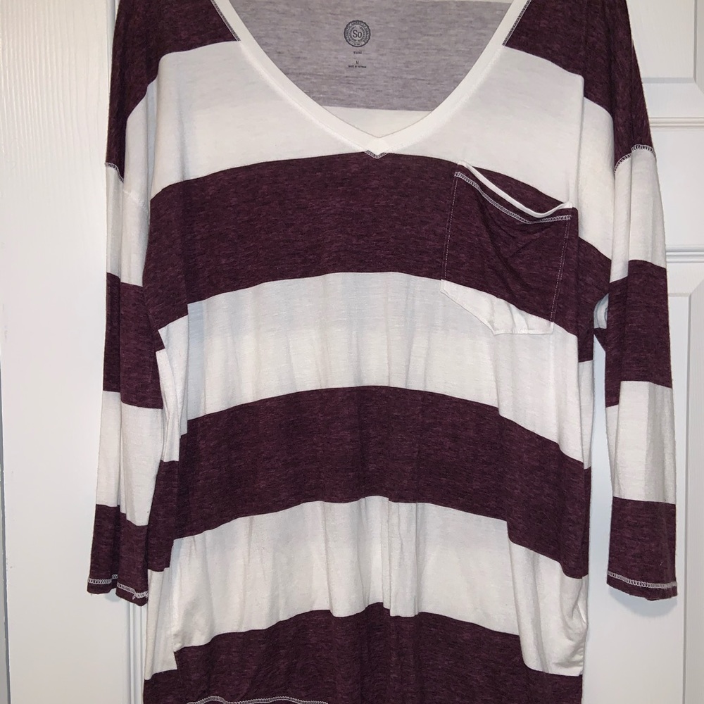 Oversized Purple & White Striped Top